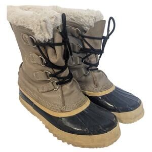 VTG SOREL Women Sz 7 Manitou Insulated Waterproof Snow Winter Boots Brown Black